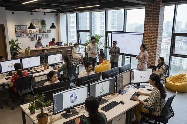 Creative team meeting in modern office